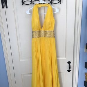 Yellow Jovani designer formal dress
